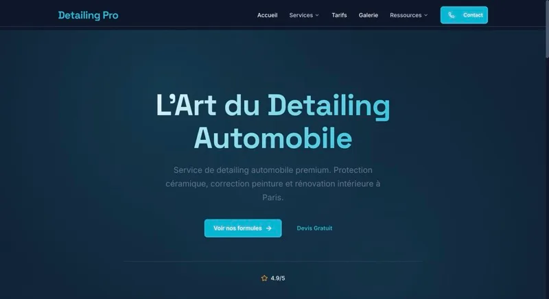 Site de démonstration « Detailing Pro » : « L'Art du Detailing Automobile ».