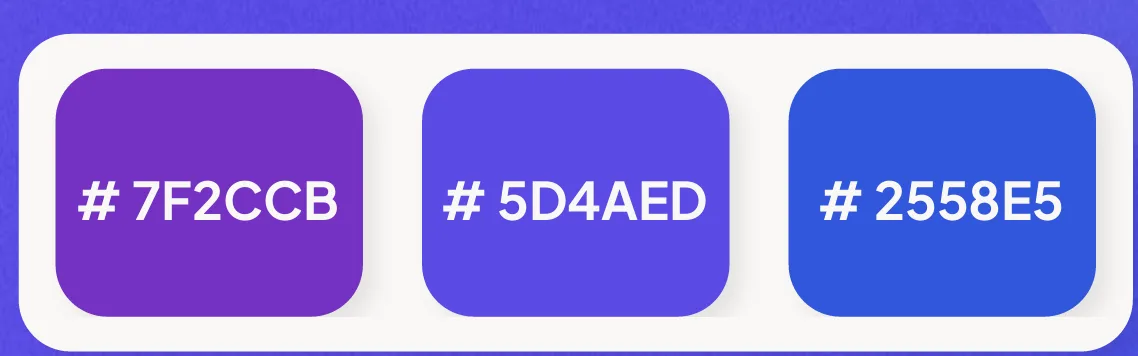 Palette Do Corp : violet #7F2CCB, indigo #5D4AED et bleu #2558E5.