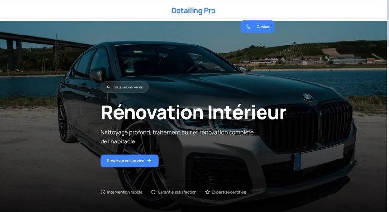 Page prestation « Rénovation intérieur » d'un site de démonstration.