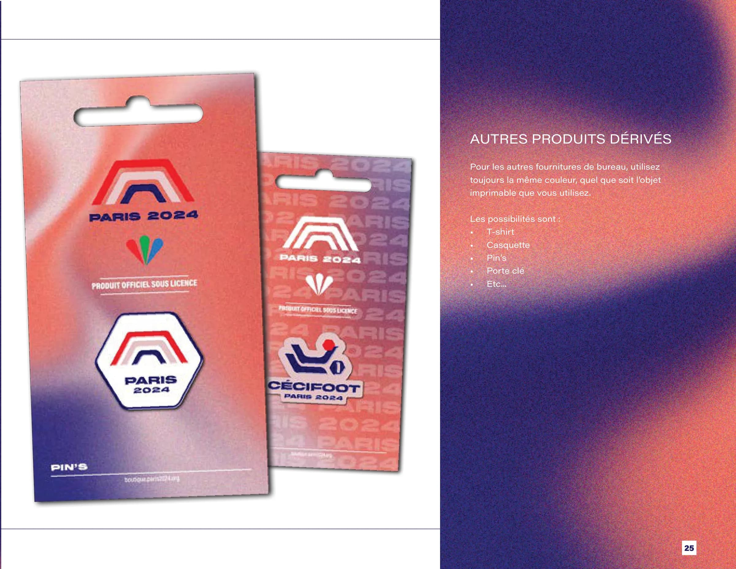 Pin's Paris 2024 sur leurs cartes, dont un pin's cécifoot avec son pictogramme.